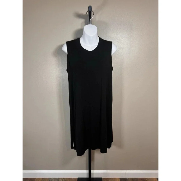 Eileen Fisher Dresses & Skirts - Eileen Fisher Sleeveless Black Knit Small Viscose Bld Dress Small Side Slits